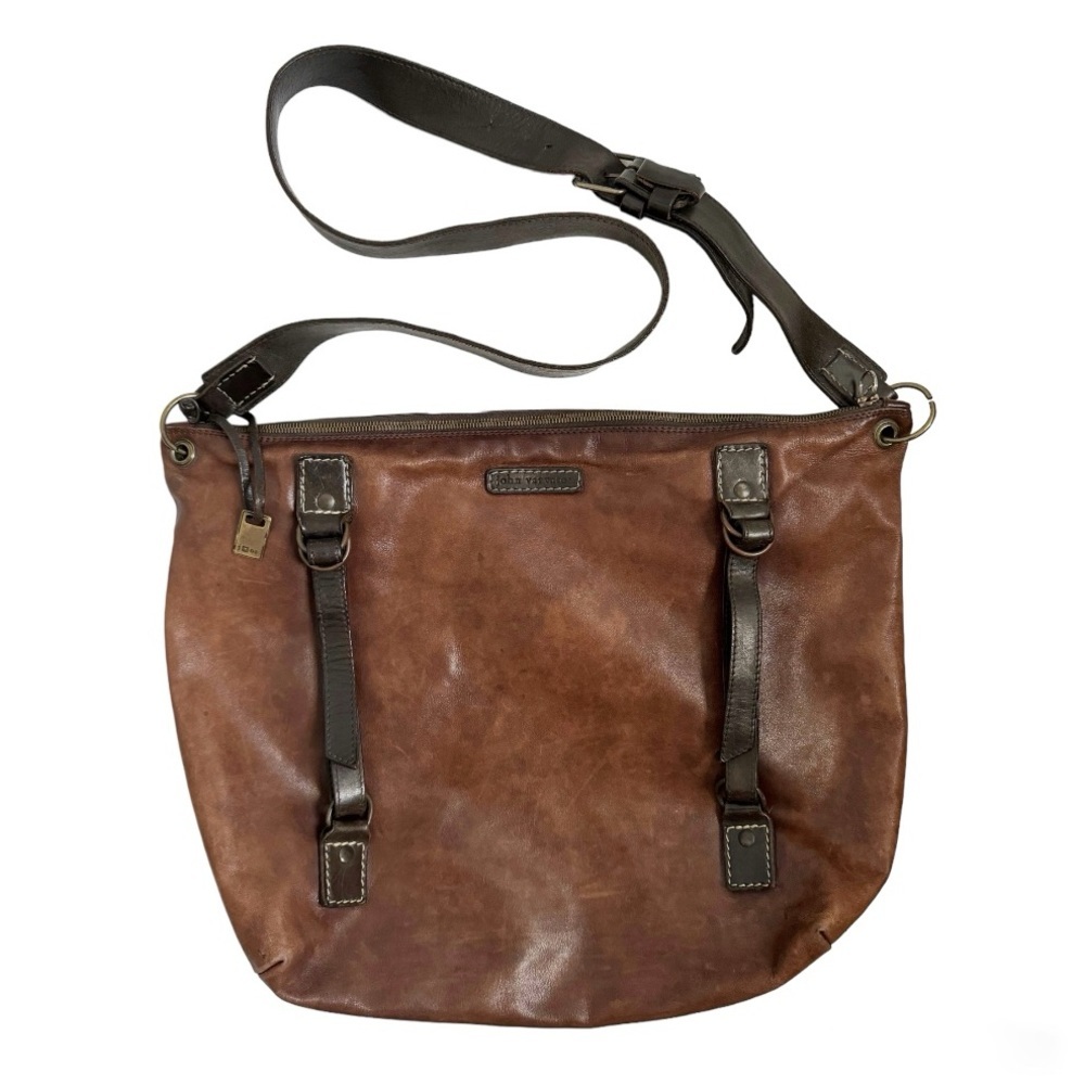 JOHN VARAVATOS Italian Leather Messenger Bag